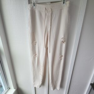 Alo Yoga Distressed Sweatpants Cream Size Small